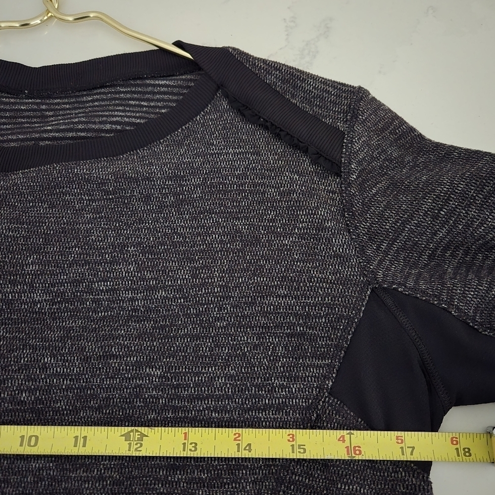 Lululemon Base Runner Long Sleeve Crewneck Top Mini Check Pique Heathered Black - Picture 9 of 9
